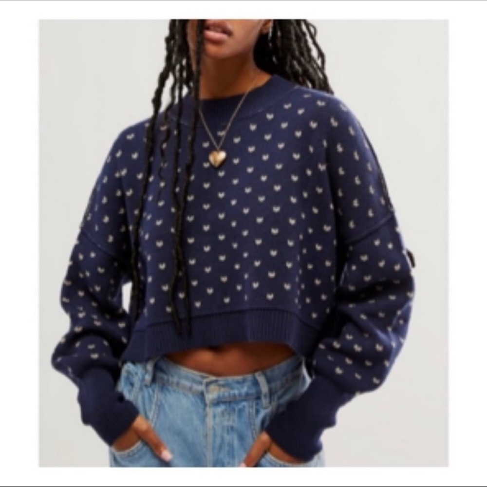 Free People EASY STREET PATTERNED CROP SWEATER - Picture 5 of 13